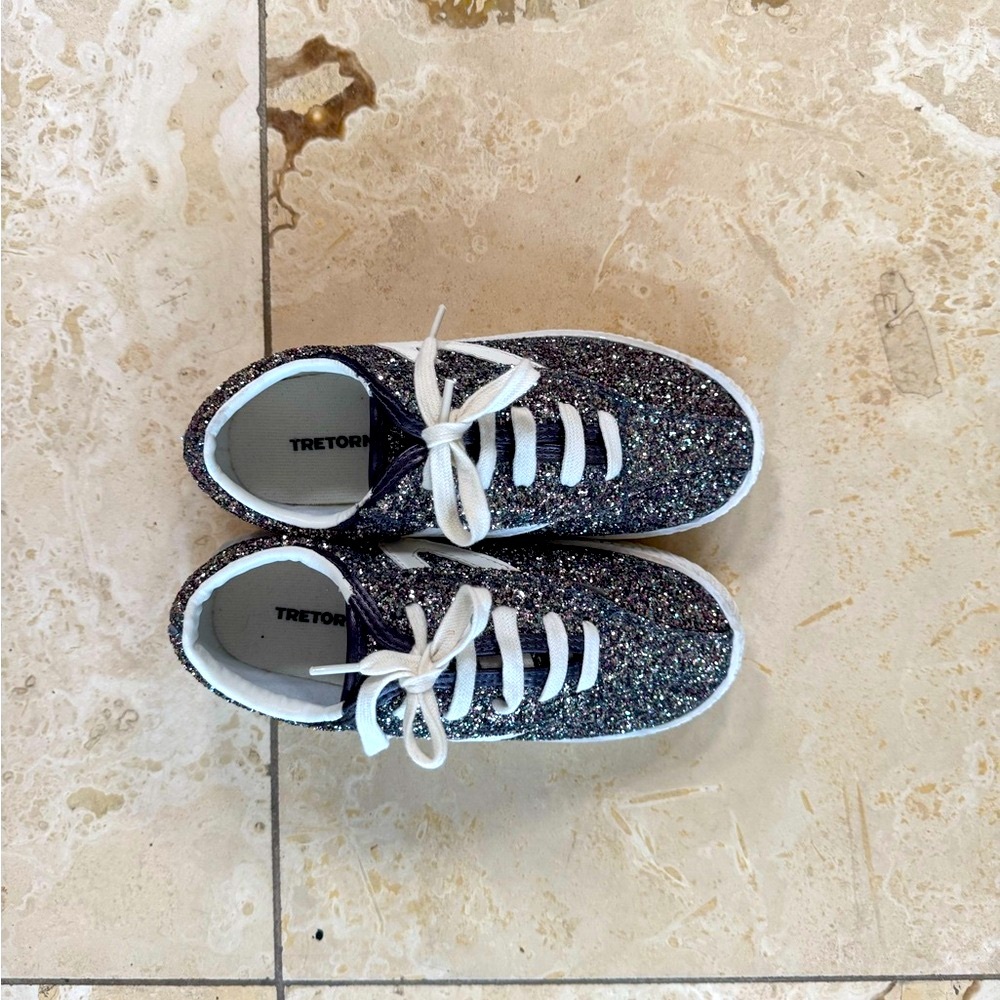 Tretorn Girls Navy Multicolor Glitter Lace-Up Sneakers